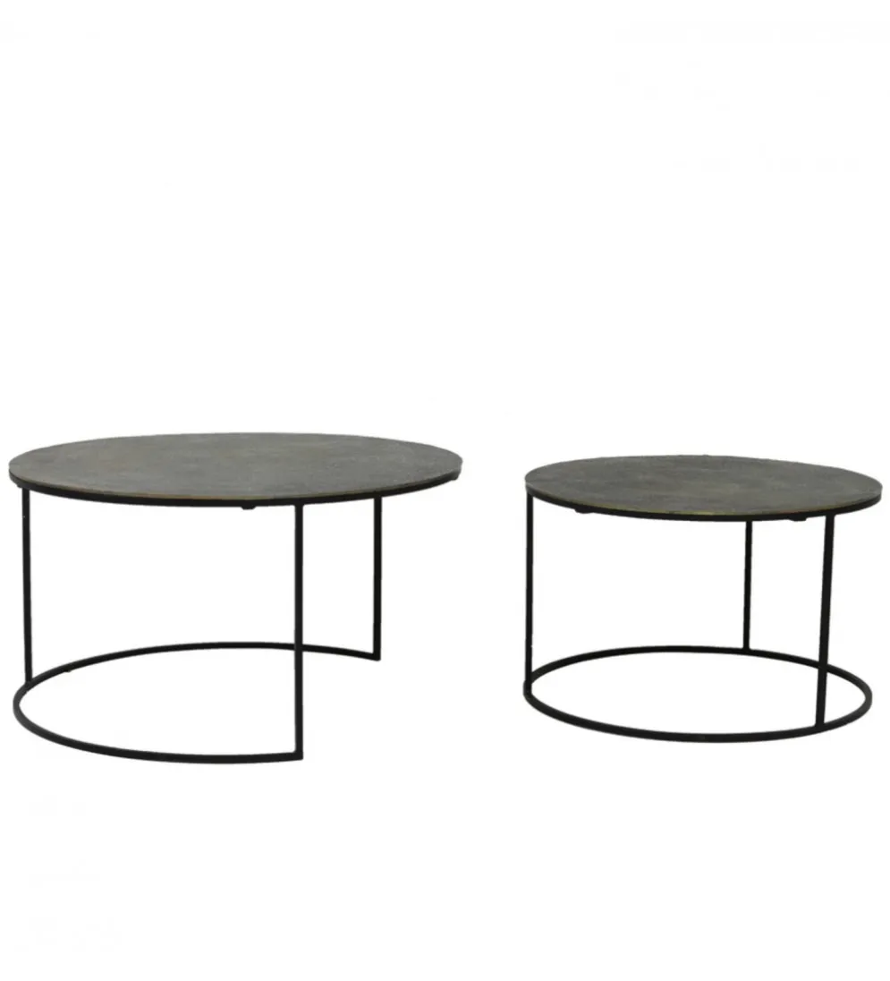 Zestaw 2 stolików kawowych RENGO 61 cm 76 cm antyczny brąz