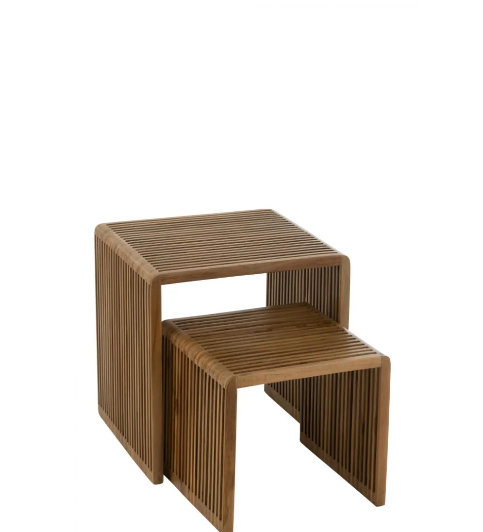 Zestaw 2 stolików kawowych SHELIS 50 cm 40 cm drewno teak