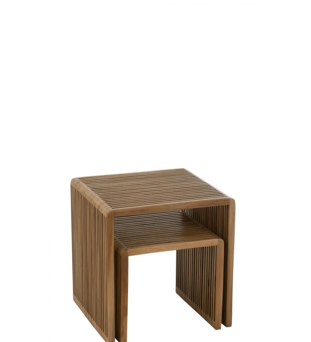 Zestaw 2 stolików kawowych SHELIS 50 cm 40 cm drewno teak