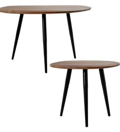 Zestaw 2 stolików kawowych SOBREN 40 i 50 cm drewno mango