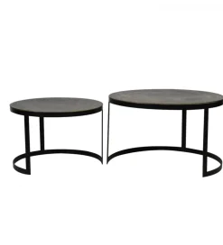 Zestaw 2 stolików kawowych TRELO 62 cm 76 cm antyczny brąz czarny