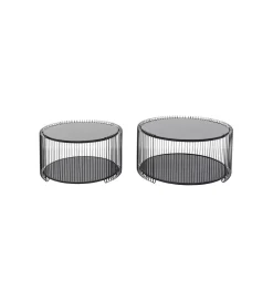 Zestaw 2 stolików kawowych WIRE 69 cm 59 cm czarne