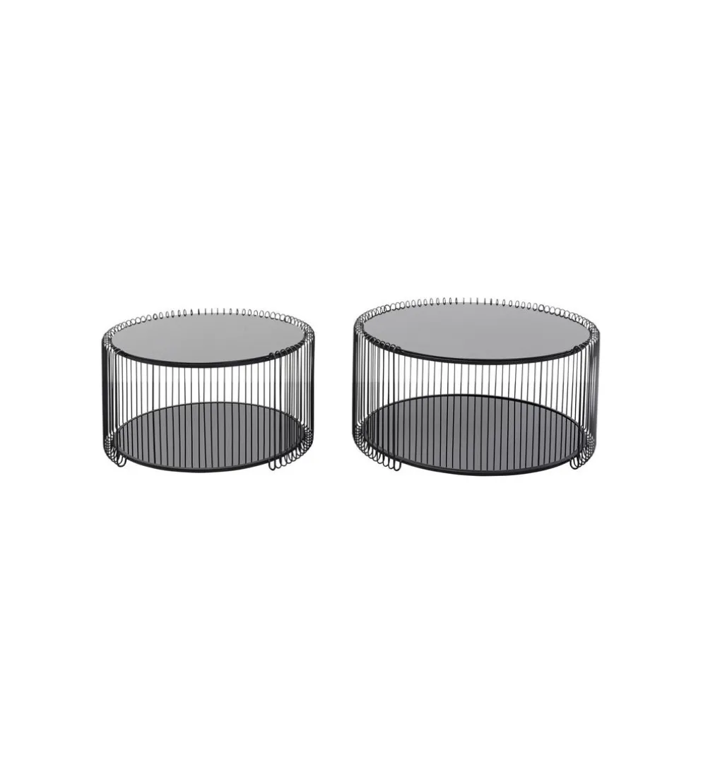 Zestaw 2 stolików kawowych WIRE 69 cm 59 cm czarne