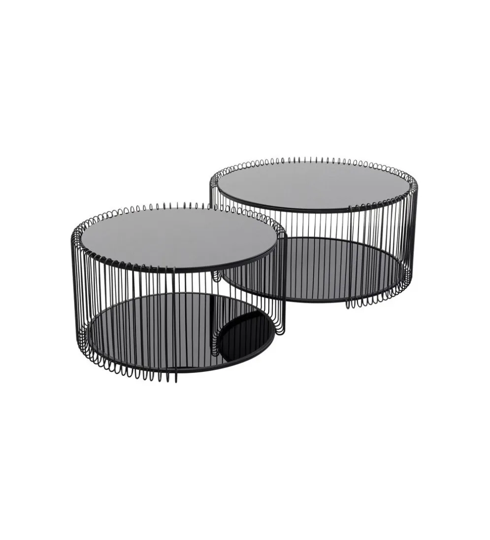 Zestaw 2 stolików kawowych WIRE 69 cm 59 cm czarne