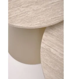 Zestaw 2 stolików kawowych ZURICH 70 cm 50 cm blat trawertyn podstawa kaszmir
