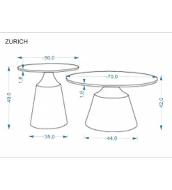 Zestaw 2 stolików kawowych ZURICH 70 cm 50 cm blat trawertyn podstawa kaszmir