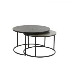 Zestaw 2 stolików TALCA 75 cm 67 cm srebrne