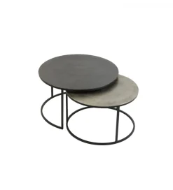 Zestaw 2 stolików TALCA 75 cm 67 cm srebrne